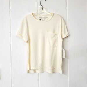 Stylus Cream Jersey T Shirt with Front Pocket Women's XS, NWT